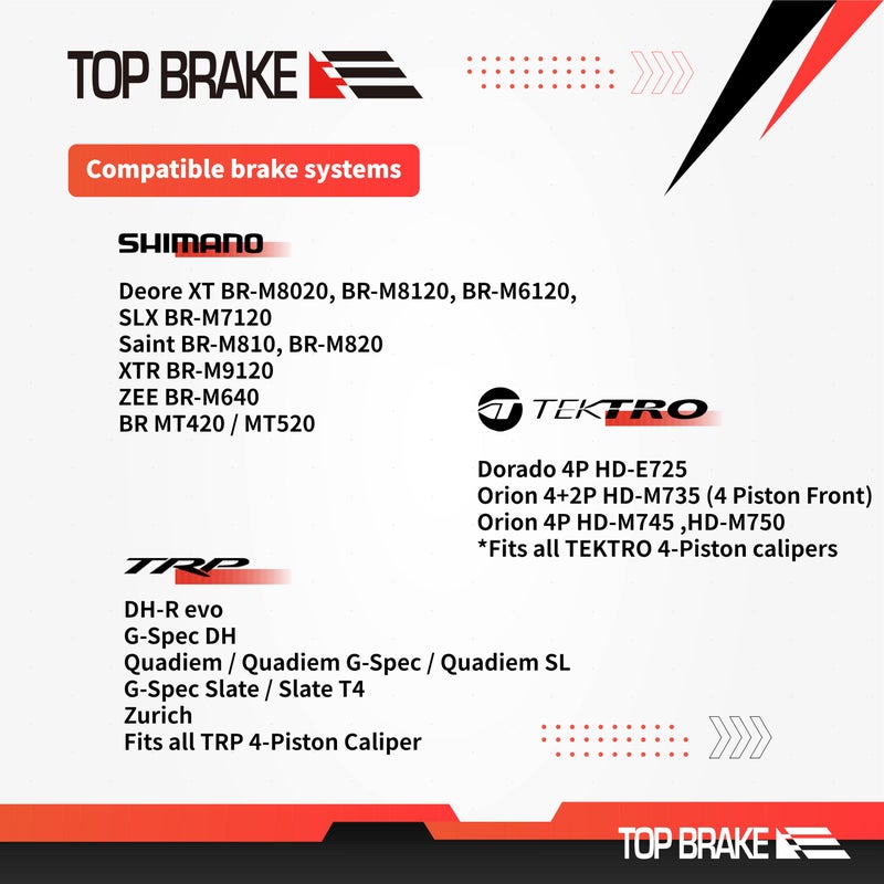 Top Brake وسادات فرامل ديسك للدراجات الهوائية TOP BRAKE لشيمانو سانت BR-M810 زيه M640 M9120، ديور XT BR-M8020، M8120، M6120، BR-MT420، MT510، MT520 تيكترو HD M745 735 725 750 TRP، SL، سلايت T4، G-Spec Quadiem - Image 3